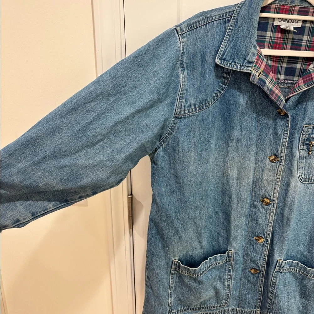 Cabin Creek Denim Chore Jacket with Plaid Details - Picture 5 of 7